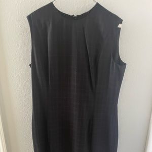 Carolina Herrera Navy shift with grey and purple plaid fully lined 41"